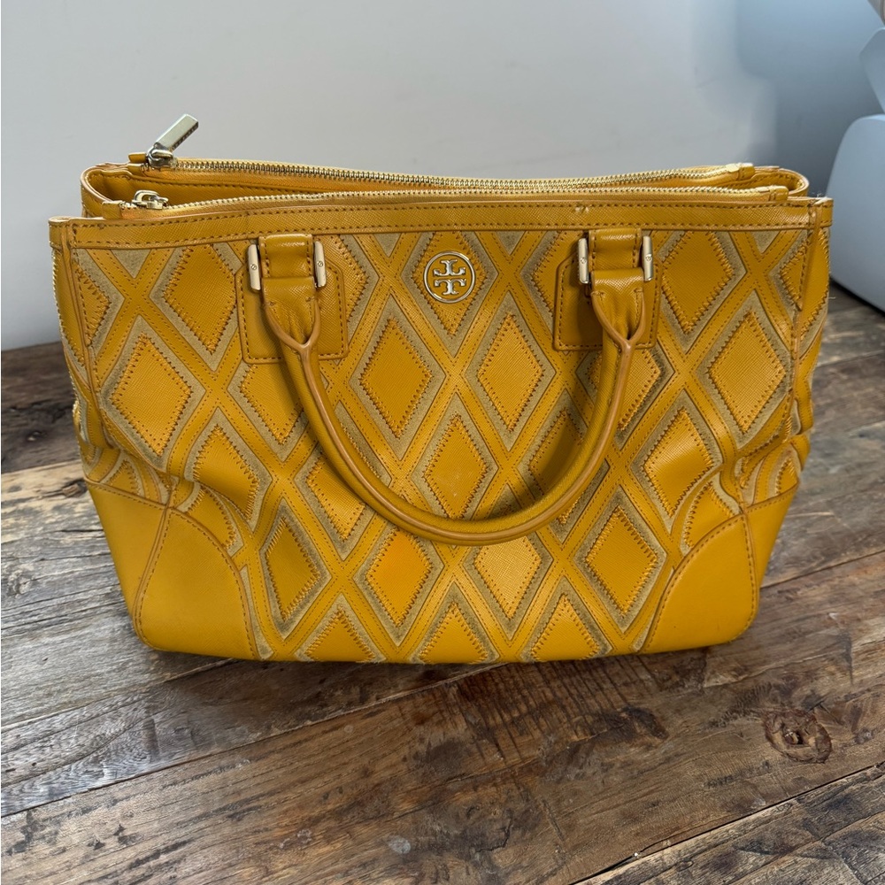 Tory Burch Mustard Diamond Tote